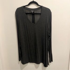 Black Chiffon Back Long Sleeve Top - Size XXL